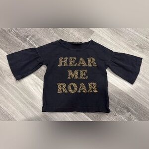 Kids Black Long Sleeve Shirt with Leopard Print